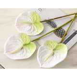 8 Pcs 24Inch Artificial Anthurium Lily Flowers Permanent Flower For Home Decoration Bouquet And Green Leaf,Wedding Festival Decoration Flower Arrangement (White)