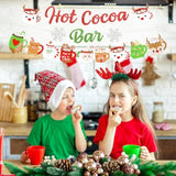Christmas Hot Cocoa Bar Banner with Glitter Winter Snowman Decorations