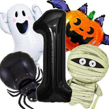5Pc Halloween Foil Balloon Set β Number 1 with Spider, Pumpkin, Bat & Ghost