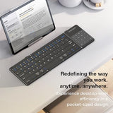 Bt Foldable Wireless Keyboard With Trackpad&Numpad,Quiet Typing Full-Size 2.4G Usb Receiver Travel Portable Keyboard For Ipad,Tablet,Smartphone,Android,Ios,Windows,Macos,Triple Device Pairing