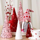 Valentines Day Decor, 5Pcs Valentines Tree Table Decorations, Pink Cone Mini Trees With Glitter Sequins Surface, Valentines Tabletop Tree For Home Table Indoor Valentines Day Gifts