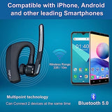 Bluetooth Headset For Iphone Android Cell Phone, Bluetooth Earpiece V5.0 With Cvc8.0 Dual Mic Noise Cancelling & Mute/Volume Buttons, Hands-Free Wireless Headset For Trucker Business Office