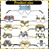 New Year Eve Party Supplies 2026 59Pcs Black Gold Silver Hats Glasses Favors