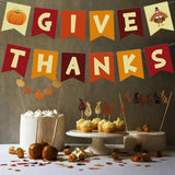 Thanksgiving Banner 1 Pack Fall Party Decorations Give Thanks Pumpkin Turkey Garland