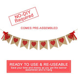 Burlap Heart Banner Garland | Red Glitter Heart | Valentine'S Day Deco