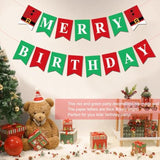 Merry Christmas Themed December Xmas Party Supplies - Happy Birthday Banner, Red And Green Glittery