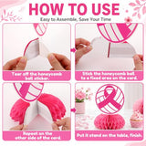 12 Pcs Pink Bow Volleyball Centerpieces Breast Cancer Awareness Decorations