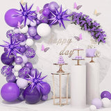 60 Pcs Purple Star Balloons, 12 Point Cone Explosion Star Foil Balloons For Birthday, Halloween, Bridal Shower, Wedding, Graduation Decorations (Purple)