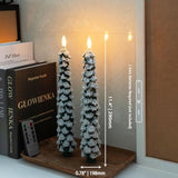Christmas Tree Candles With 3D Wick, 11.4" Green Real Wax Flameless Taper With Remote, Flickering Led Xmas Candlesticks Battery Operated For Home, Party Decor, 2 Pack