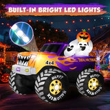 8FT Long Halloween Inflatables Decoration Outdoor Monster Truck Car with Ghosts & Pumpkin, Giant Halloween Blow Up Yard Decorations Huge Blowups Built-in LED Light Strong Blower for Festival