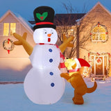 6 Ft Christmas Inflatables Snowman Decorations, Outdoor Christmas Snow Man& Dog Bites Scarf Yard Xmas Blow Up With Built