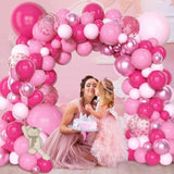 153Pcs Pink Balloon Garland Arch Kit, Different Sizes 18 12 10 5 Inch Hot Pink Latex Metallic Confetti Pink Balloons For Birthday Princess Wedding Baby Shower Party Decorations