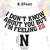 I Don'T Know About You But I'M Feeling 22 Banner - I'M Feeling 22 Banner, Funny Happy 22Nd Birthday Party Decor, Cheers To 22 Years Old Anniversary Party Supplies Black Glitter