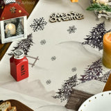 Xmas Trees Let It Snow Black Snowman Christmas Table Runner, Seasonal Winter Holiday Kitchen Dining Table Decoration For Home Party Decor 13X60 Inch