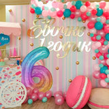 Rainbow Number 6 Balloon, 40 Inch Large Number Foil Mylar Balloons For 6Th Girl Boy Birthday Party Celebration Decorations Supplies, Digital Balloons For Wedding Anniversary Events Decora