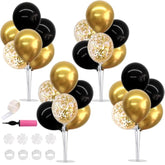 4 Set Black Gold Balloon Centerpieces For Table,Balloon Stand Kit For Black Gold Party Decor 40Th 50Th 60Th 70Th Birthday Decorations Halloween Anniversary Graduation Decorations 2025