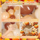 153pcs Fall Balloon Arch Garland Kit Pumpkins Burnt Orange Nude White Balloons for Party