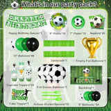 177 Pcs Soccer Birthday Party Decorations, Soccer Birthday Party Supplies, Soccer Party Decoration For Boy Girl Adult, Sport Football Soccer Theme Decor Include Balloon Tableware, Serve 10 Guest