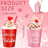 2 Pack Valentine'S Day Tiered Tray Decor Valentine Table Decorations With Faux Whipped Cream Cups Heart Tabletop Centerpiece Gift For Desk Home Office Shelves Anniversary Wedding Decoration
