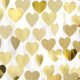 Glitter Champagne-Gold Engagement Party-Decorations Heart-Garland - 52Ft Hanging Streamers Banner,Anniversary Wedding Bachelorette Bridal Shower Birthday Christmas Housewarming Backdrop Decor