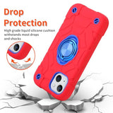 For Iphone 14 Case/Iphone 13 Case, With Kickstand (Not Compatible With Plus Sized Models),Shockproof Hybrid Hard Pc Soft Rubber Case For Iphone 14/13 6.1 Inch (Red+Blue)