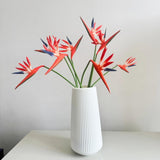 Medium Bird Of Paradise 23 Inch Permanent Flower Stem,Real Touch Flowers Soft Rubber Pu Artificial Plants For Home Office - 8 Pcs (Orange)