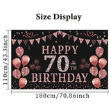 70Th Birthday Decorations - Rose Gold 70Th Birthday Banner & Backdrop (5.9 X 3.6 Ft) Party Supplies