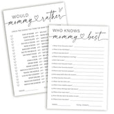 Hilarious Baby Shower Games, Who Knows Mommy Best & Would Mommy Rather Double-Sided Games, Minimalism Baby Shower Decorations Favors Ideas-25 Pcs 5X7 In -B01