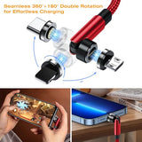 7-Pin Magnetic Charging Cable, 360° Rotating 3 In 1 Usb C Magnetic Phone Charger, 3A Fast Charging With Data Transfer For Android/I-Product/Micro/Carplay-Red
