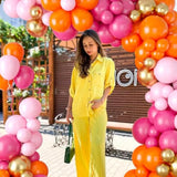 Pink Orange Balloon Garland, Daisy Balloon Arch With Metallic Gold Party Flower Balloons For Birthday Baby Shower Wedding Groovy Theme Decorations