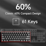 K61Se Gaming Mechanical Keyboard, 60 Percent Wired Rgb Backlit N-Key Rollover Compact Mini 61 Keys Keyboard For Pc Laptop, Red Switch