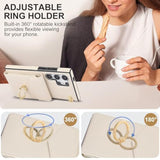 Phone Case For Samsung Galaxy S25 Ultra 5G Wallet Cover With Tempered Glass Screen Protector And Rfid Blocking Ring Stand Credit Card Holder Cell S25Ultra 25S S 25 25Ultra Women Men Off White