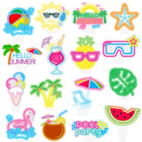 Neon Pool Party Cupcake Toppers Beach Sun Umbrella Birthday Cake Decorations 48Pcs Beach Pool Cupcake Picks Hawaiian Party Decor For Baby Shower Hawaii Theme Tropical Luau Birthday Party Supplies