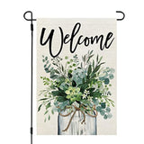 Spring Eucalyptus Mason Jar Garden Flag 12X18 Inch Double Sided For Outside Welcome Burlap Small Yard Flag Green