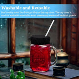 10 Pcs Drink Cover Scrunchies Reusable Cap Scrunchie Drink Covers For Drinks Elastic Stretchable Polyester Cup Covers Bar Party Cup Cover With Straw Hole For Women Fits Most Glass Cups