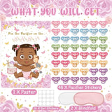 Pin The Pacifier On The Baby Shower Games, Butterfly Theme Decoration Large Poster With Blindfold 48 Pacifier Stickers Game For Baby Shower Party Birthday Party Supplies(Brown)