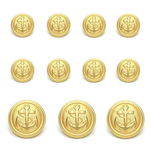 11 Pcs Gold Metal Blazer& Suit Buttons Set -Premium Sewing Buttons For