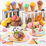 48 Pcs Ice Cream Birthday Party Plates And Napkins Kit, Ice Cream Theme Tableware Set Snow Cones Party Table Decorations Supplies, Disposable 9'' And 7'' Paper Plates, Napkins, Serves 16