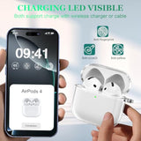 For Airpods 4Th Generation Case Cover 2024, Military-Grade Shockproof, Soft Tpu Highly Transparent Anti-Yellowing For Airpods 4 Case With Cleaning Kit & Cute Round Buckle, Clear White