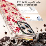 Wildflower Phone Case For Iphone 16 Pro Max Cute Trendy Aesthetic Floral Design For Women & Girls - Military-Grade Drop Protection - Clear Hard Shell Protective Cover - Cherry And Bow