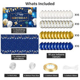 56PCS Navy Blue & Gold Birthday Decor Kit – Banner, Balloons, Tablecloth and Confetti for Party