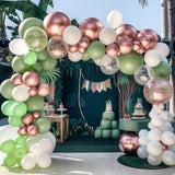 35 Pcs Sage Green & Rose Gold Balloons, Confetti Metallic for Parties and Shower