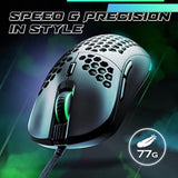 Gram Diy Honeycomb Shell Wired Rgb Gaming Mouse, Pc Gaming Mouse With 9 Buttons And Up To 10,000 Dpi, Computer Mice For Pc Gaming, Black Color
