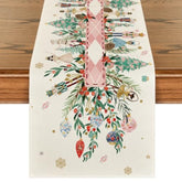 Nutcracker Floral Holly Christmas Table Runner, Seasonal Winter Kitchen Dining Table Decoration For Home Party Decor 13X72 Inch