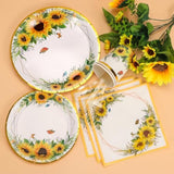 Sunflower Party Supplies, Disposable Sunflower Plates, Cups, Napkins And Cutlery For Birthday, Bridal Shower, Sunflower Party Decorations Serves 24