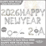 16inch Silver 2026 Happy New Year Foil Balloons Party Decor
