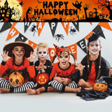 Happy Halloween Banner Large 98.4x19.6 Inch Black Orange Yard Sign Outdoor Decor