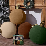 4 Pcs 18" Velvet Christmas Inflatable Ball Ornament Large Xmas Inflatable Pvc Balls Blow Up Flocked Christmas Ornaments