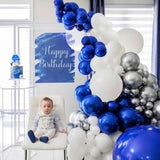 Birthday Party Royal Blue Silver And White Balloon Arch Kit Latex Balloon Garland Kit For Baby Shower Father'S Day Graduation Party And Theme Party
