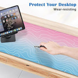 Topographic Pastel Pink Blue Gradient Gaming Mouse Pad, 31.5X15.7 In, Non-Slip Rubber Base, Large, For Computer, Laptop, Keyboard, Desk Decor
